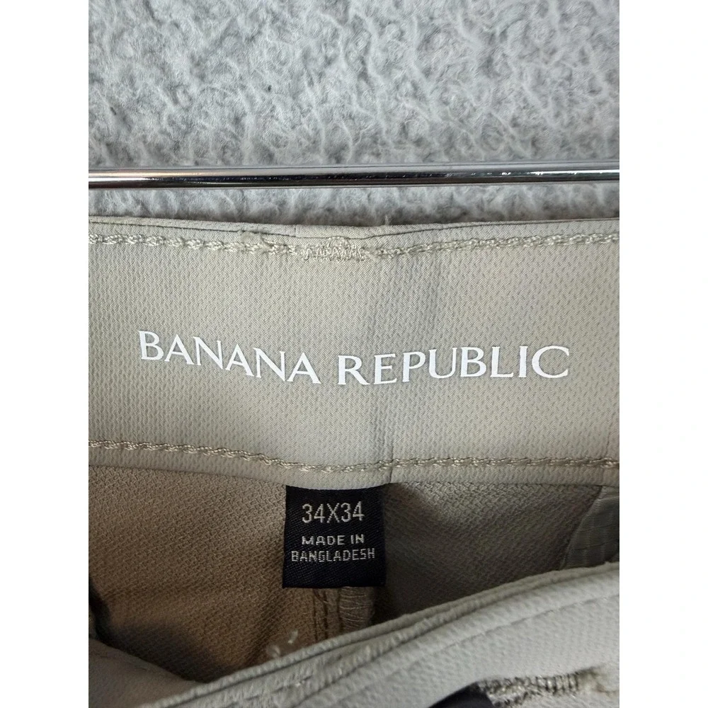 Banana Republic Mens 34x34 Beige Slim Fit Tapered Polyester Chino Golf Pants